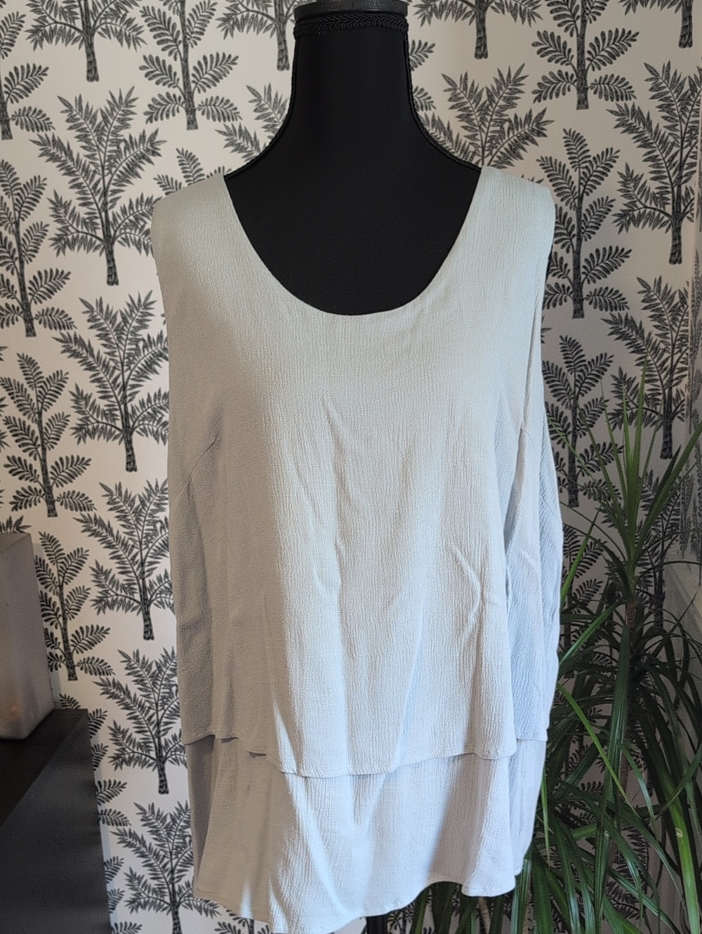 Coco + Carmen Dusty Blue Layered Scoop Neck Tank NWT